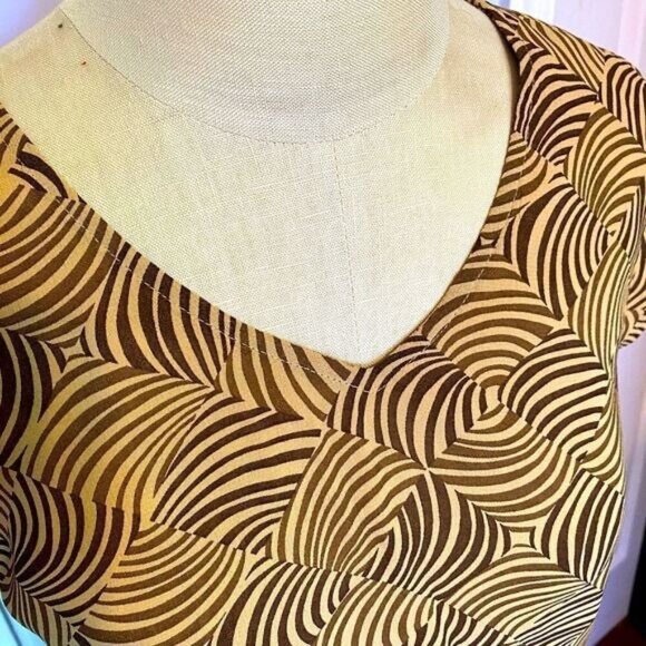 Liz Claiborne Brown & Tan Swirl Women's S/M Pet Top & Skirt Set Asymmetrical Hem - Picture 14 of 14